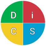 Circular four-quadrant DISC diagram with green D, red I, yellow C, and blue S.