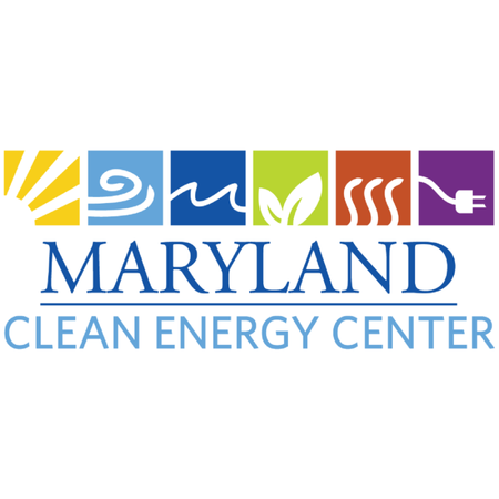 Maryland Clean Energy Center logo with six colored icons (sun, wind, water, leaf, flame, plug) above the text 'MARYLAND CLEAN ENERGY CENTER'.
